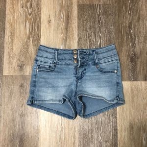 Blue Spice High Rise Denim Shorts